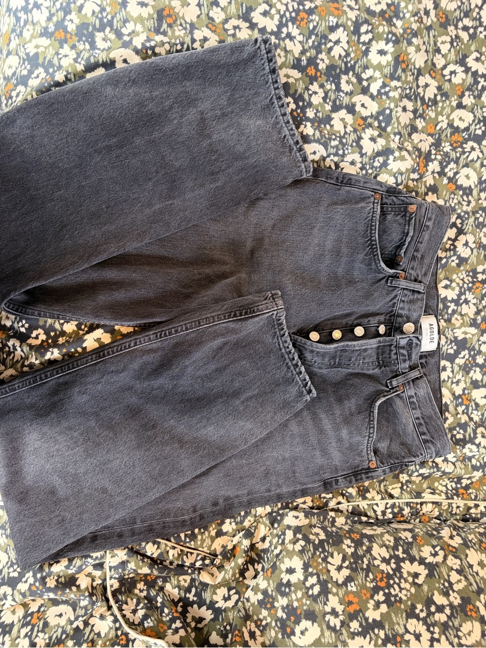 Agolde Straight-Leg High-Rise Jeans in Black Wash